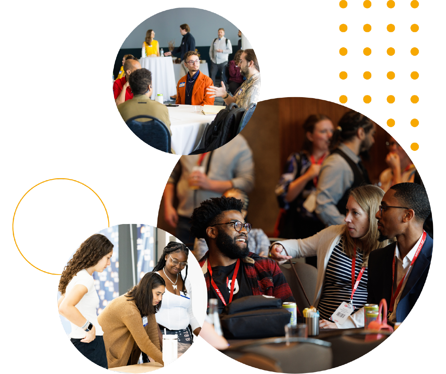 A collage of diverse people in professional settings, engaging in discussions and teamwork, conveying collaboration.