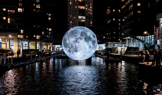 A 23-foot replica of Earth’s moon will be raised above Catalano Square in the Historic Third Ward